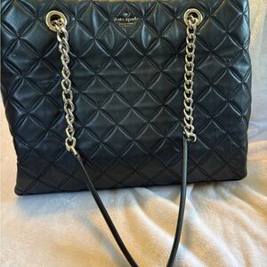 Kate Spade Quilted Black Shoulder Bag with Gold Chain